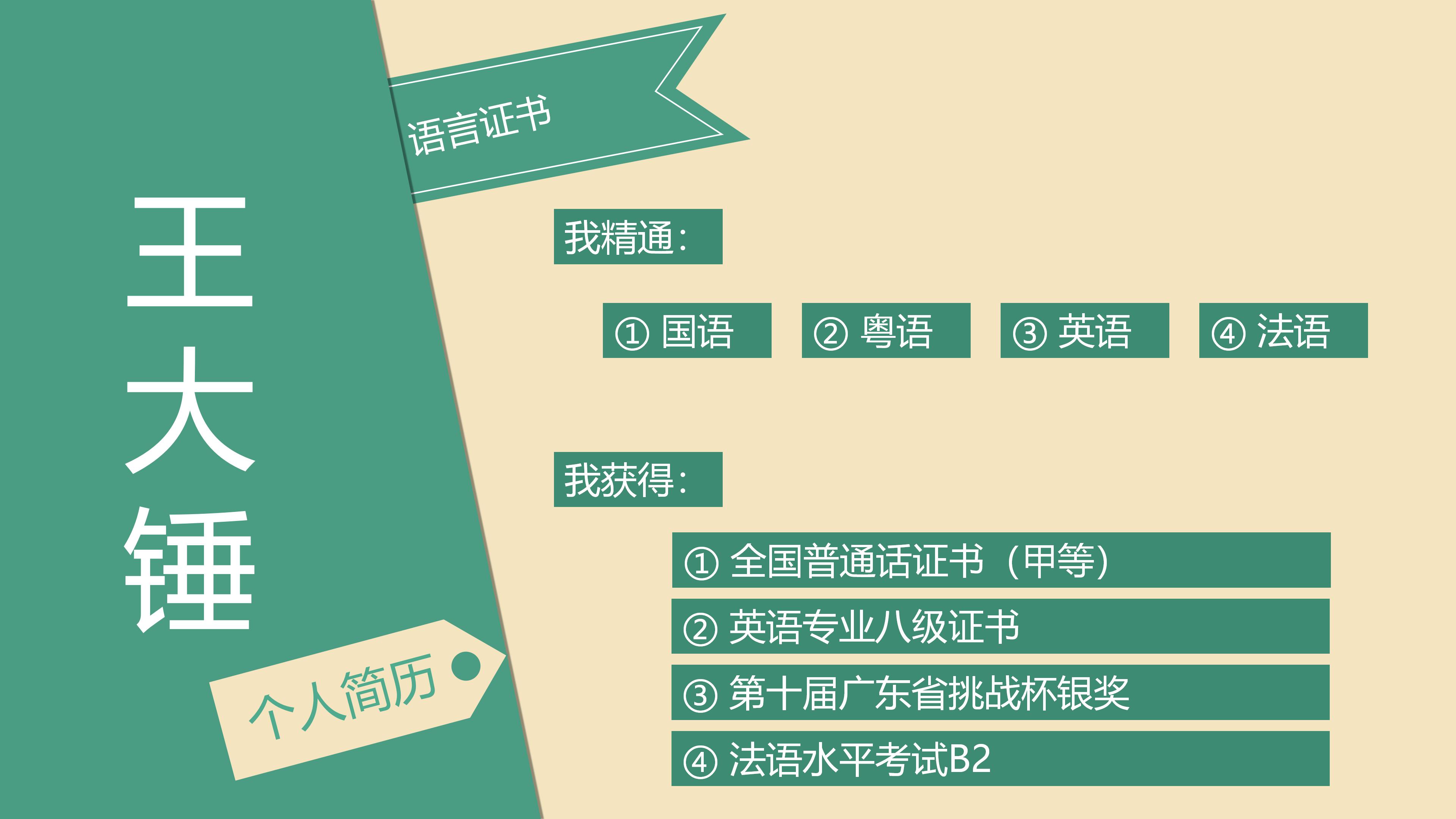 男生个人简历ppt模板