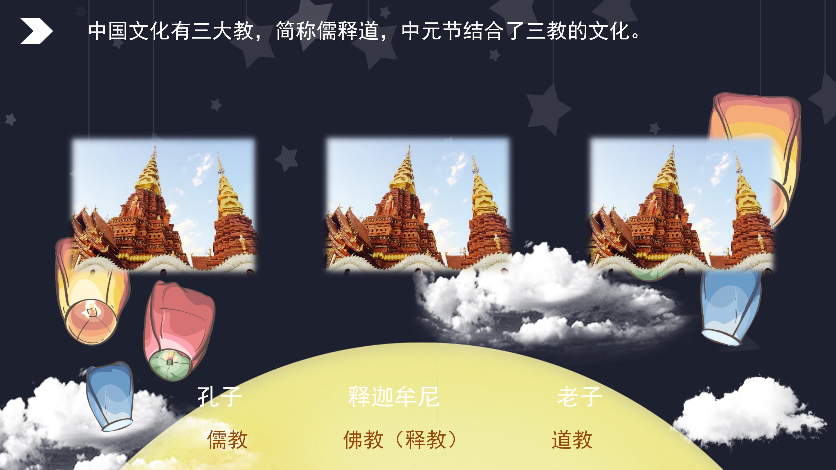 创意卡通手绘风格中元节文化宣传PPT模板