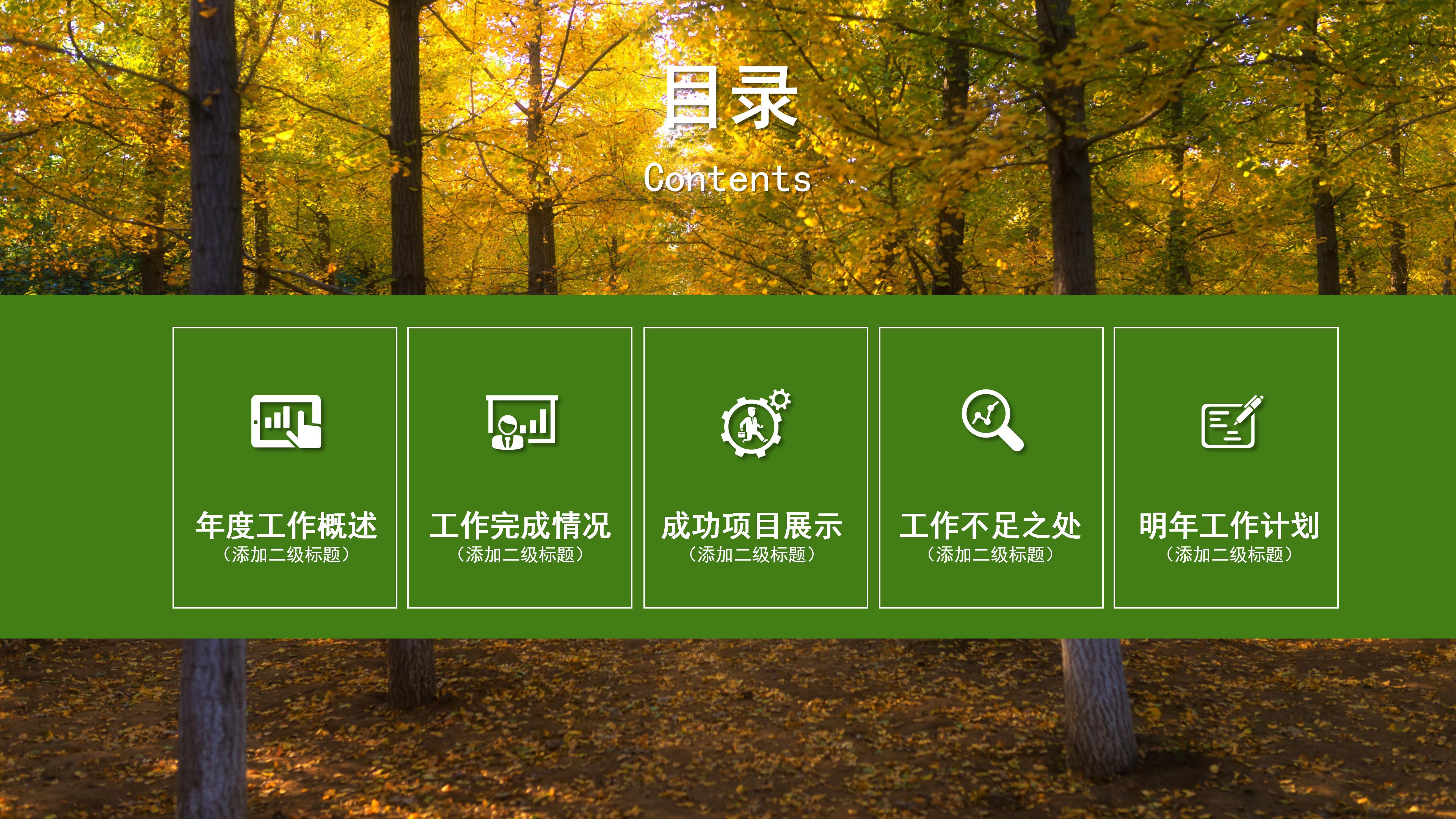 时尚大气实拍枫叶背景企业工作总结PPT模板