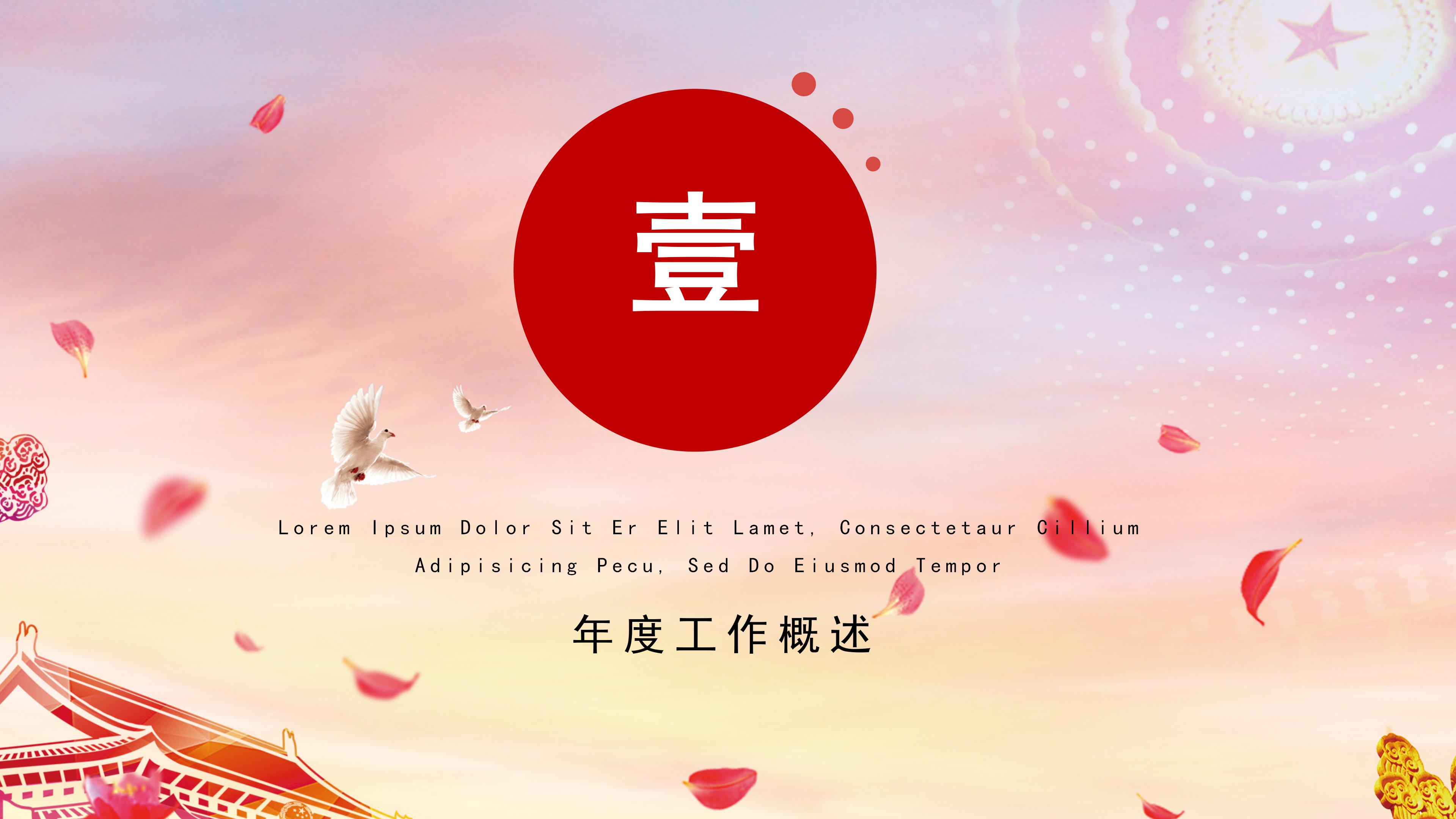 华丽震撼故宫长城背景国庆活动计划书PPT模板