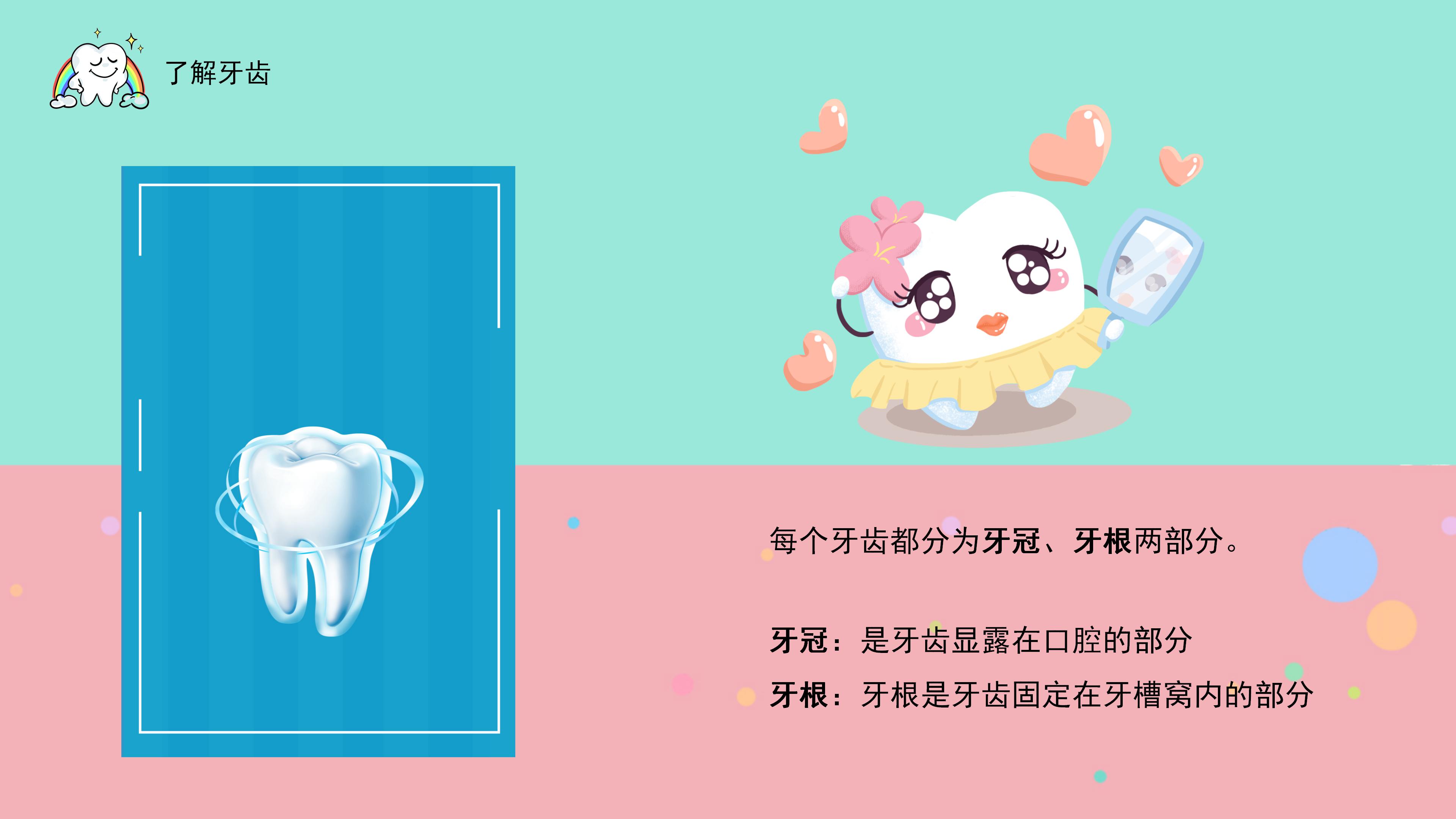 可爱卡通扁平风全国爱牙日公益宣传PPT模板