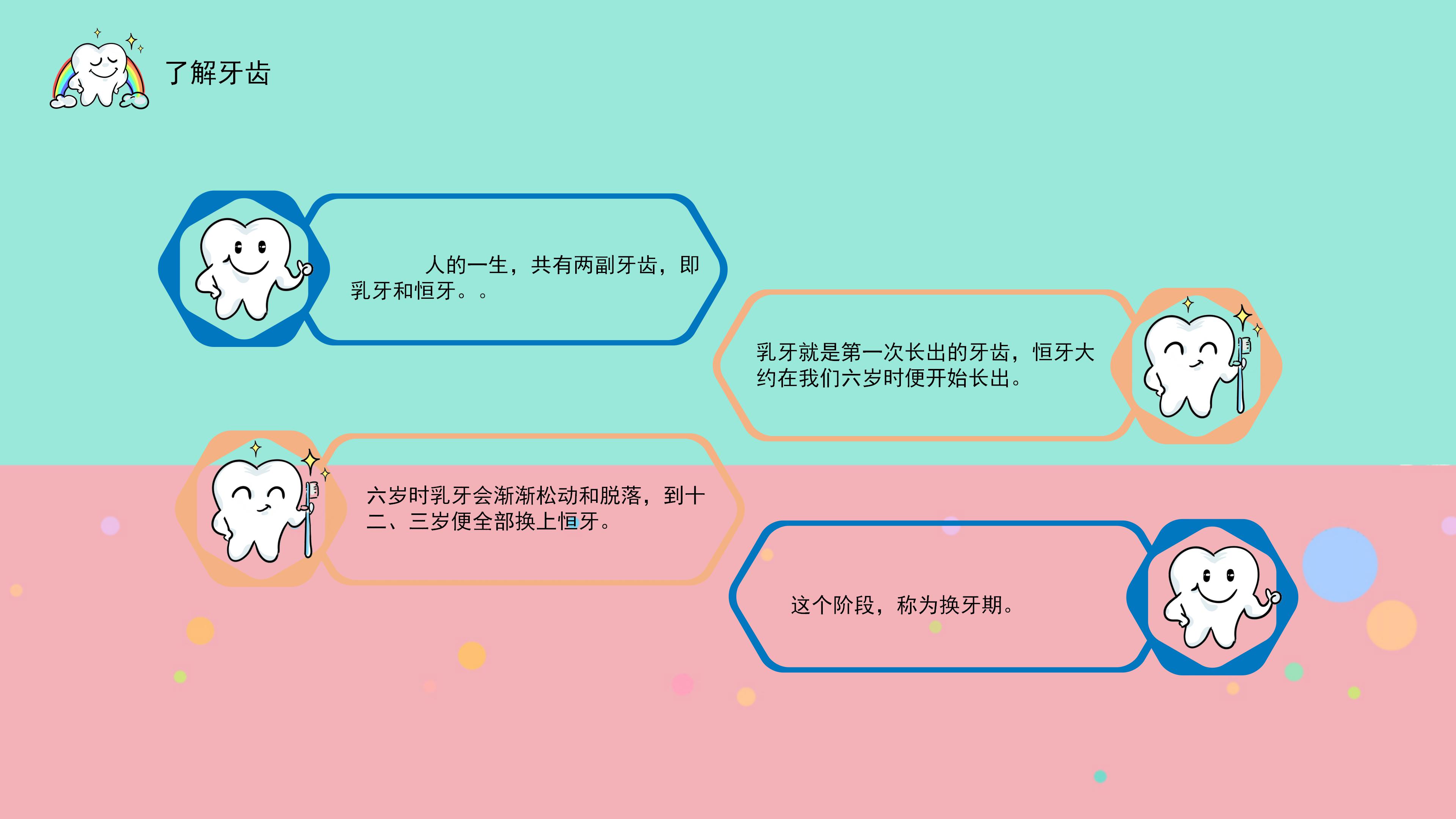 可爱卡通扁平风全国爱牙日公益宣传PPT模板