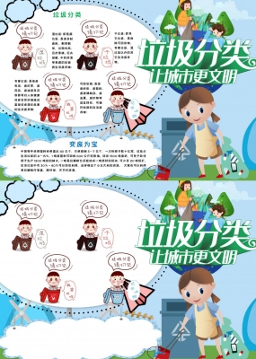清新风垃圾分类小报word手抄报