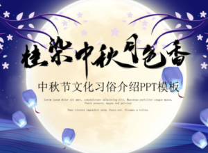 淡雅唯美深蓝色调中秋节文化介绍PPT模板