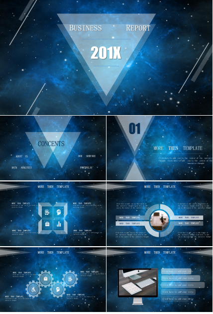 唯美浩瀚星河背景商务通用PPT模板