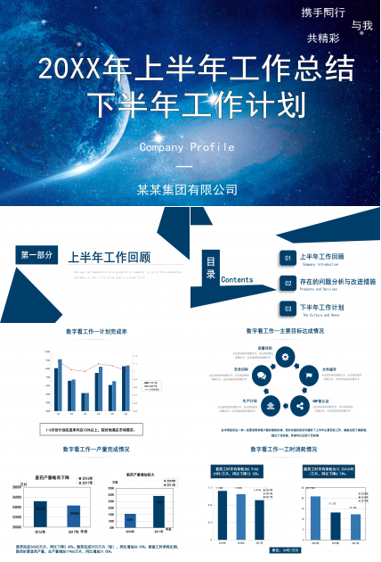 唯美震撼星空银河背景工作总结计划PPT模板