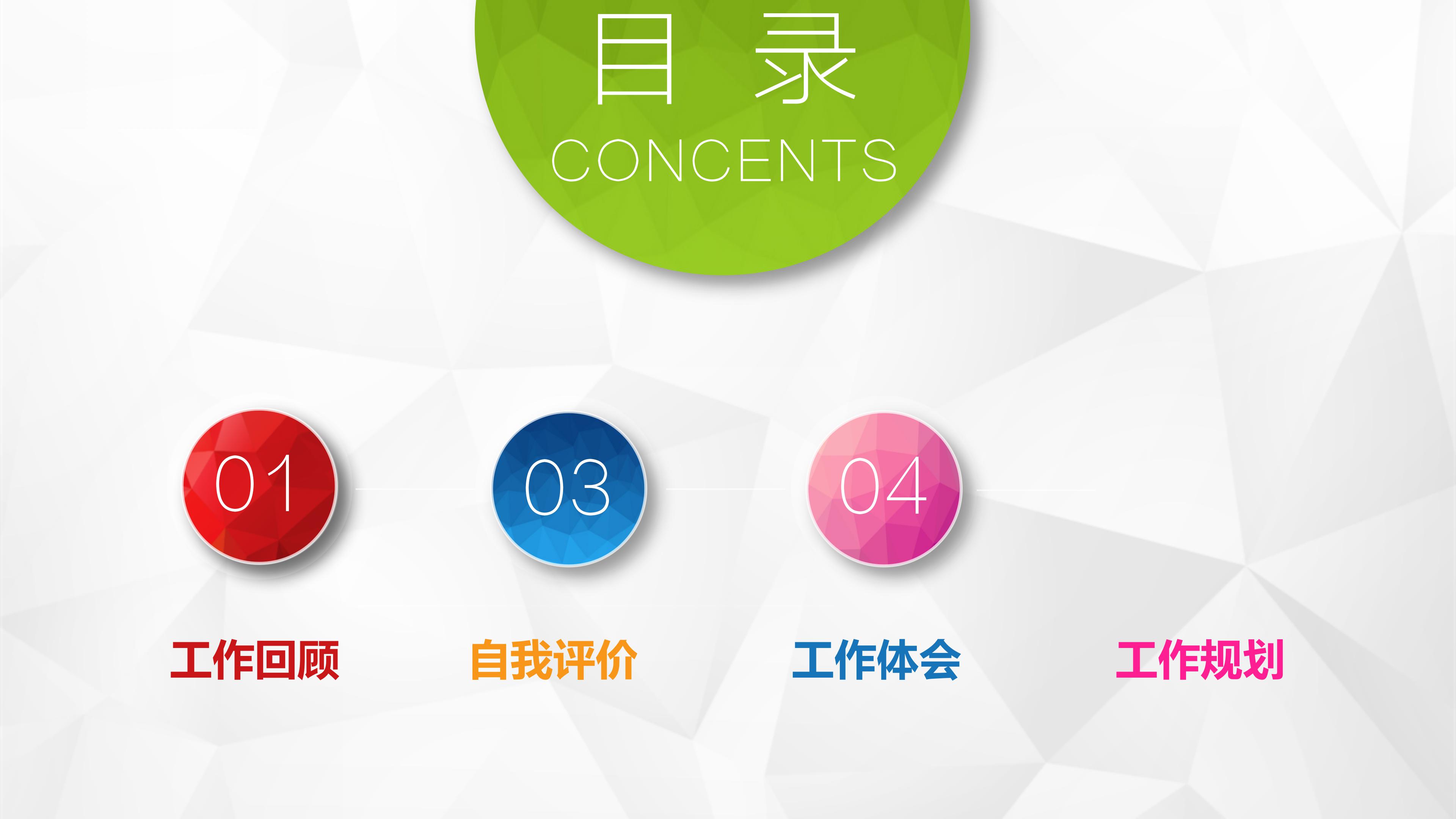 时尚多彩几何微立体风述职报告PPT模板