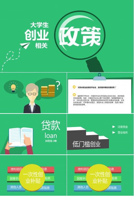 大学生创业政策计划书PPT模板