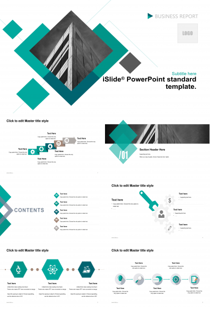 时尚简洁几何风公司工作汇报PPT模板
