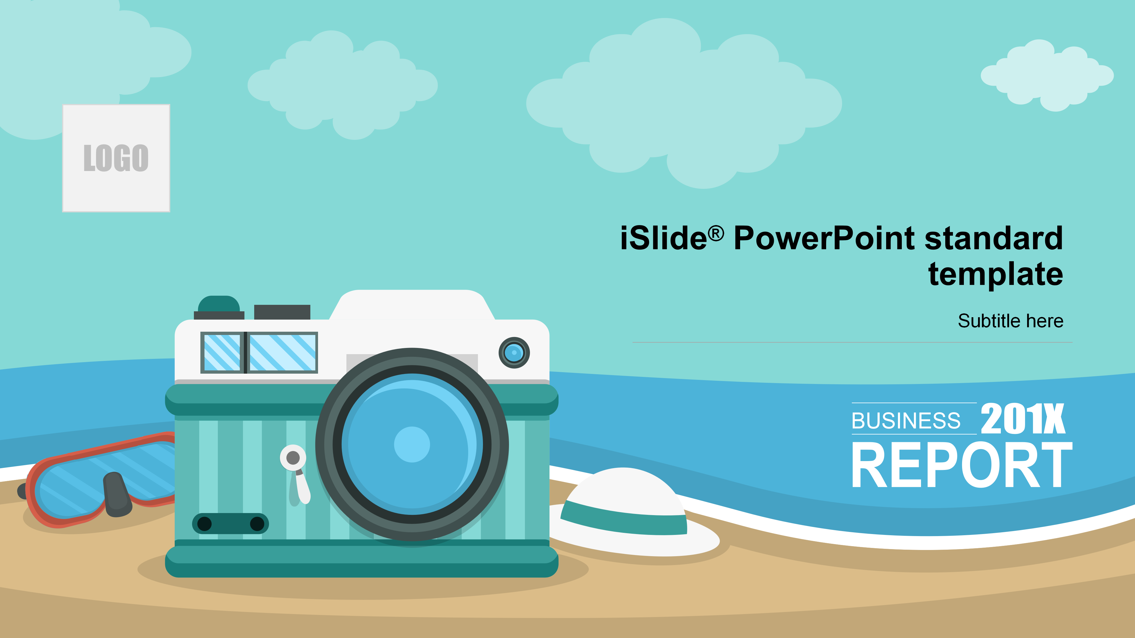 蓝色商务简约清新总结报告PPT模板