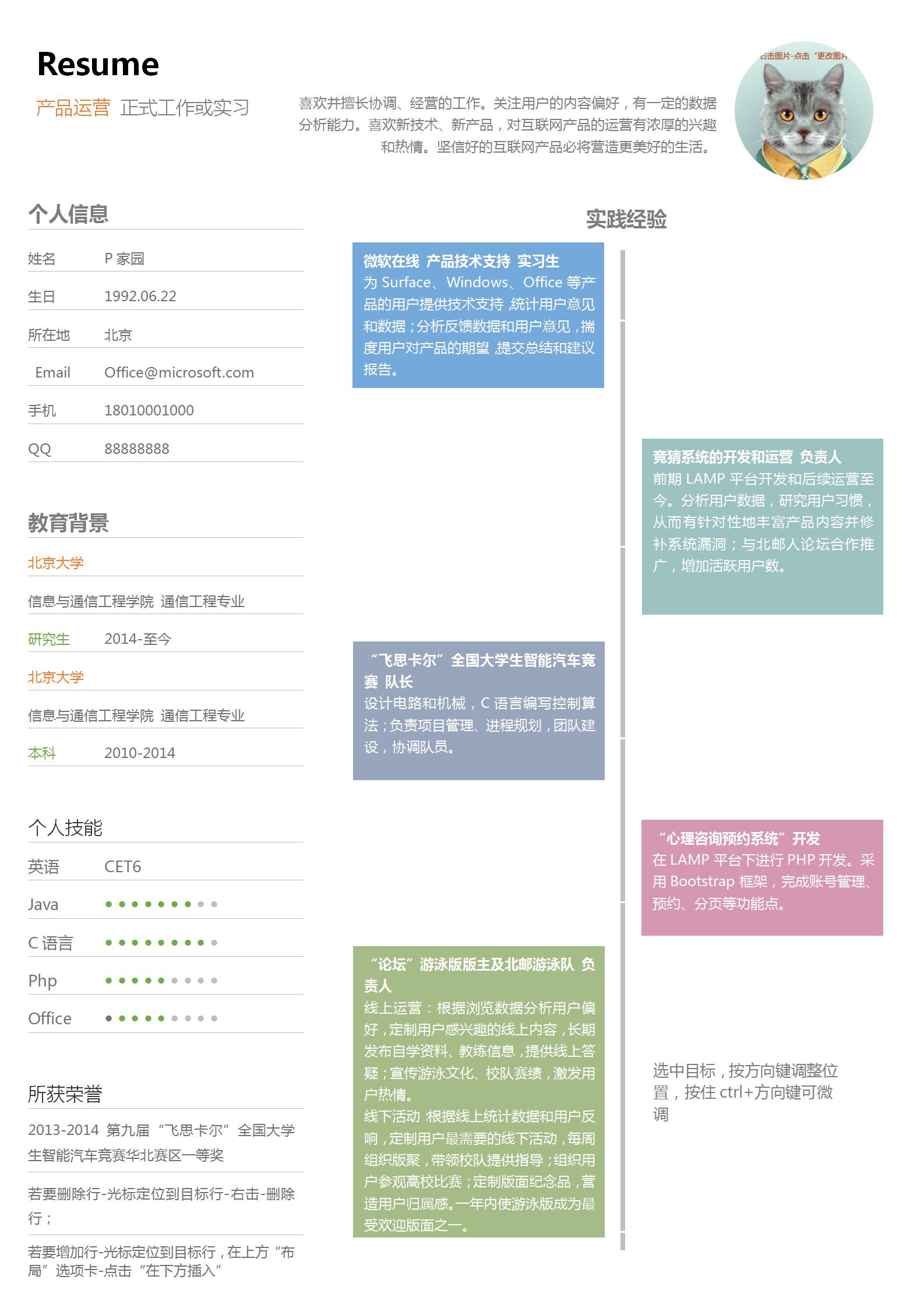 产品运营简历模板