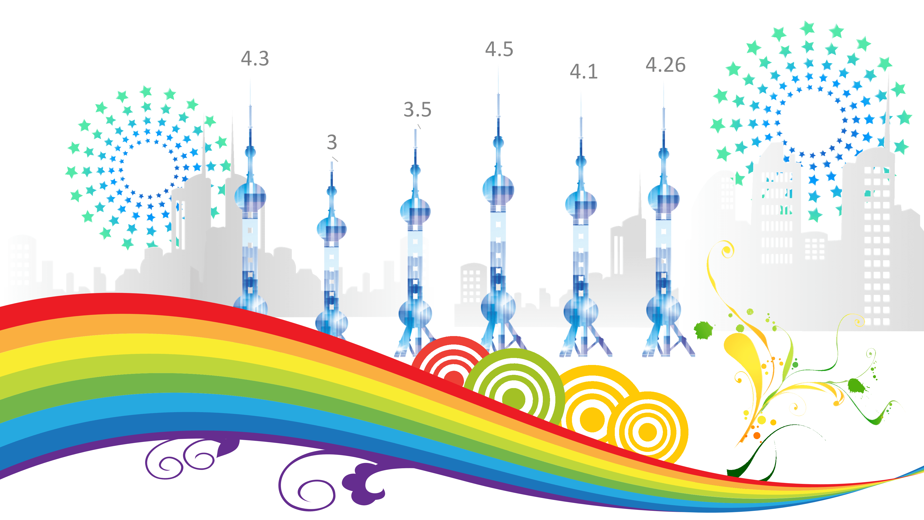 可爱卡通彩虹工作汇报PPT模板