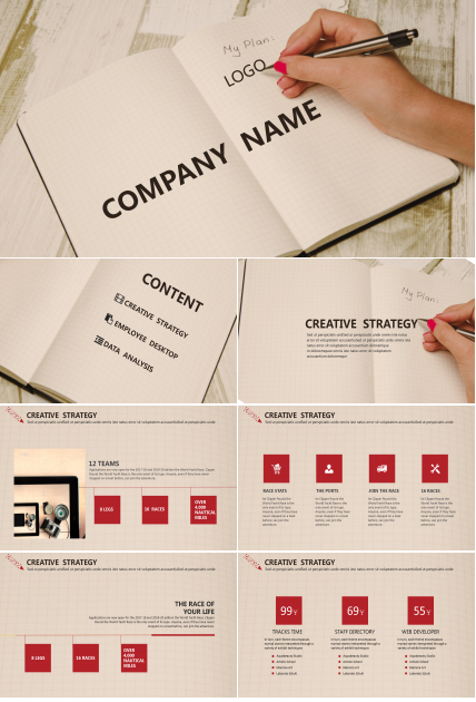 简约笔记本背景风格PPT模板