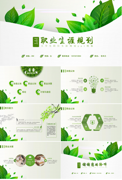 大学生职位生涯规划ppt模板