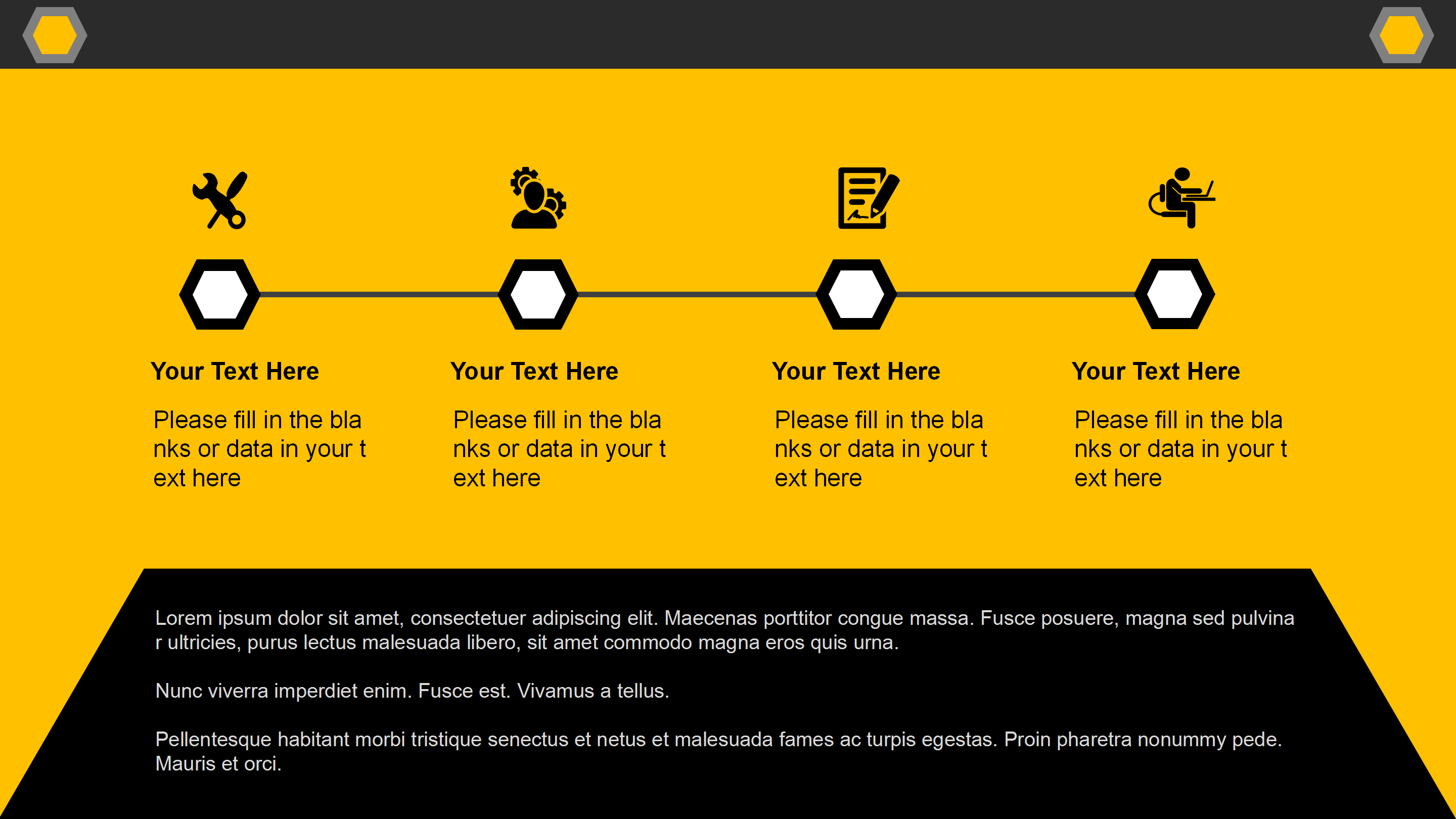 黄黑扁平化简约商务通用PPT模板