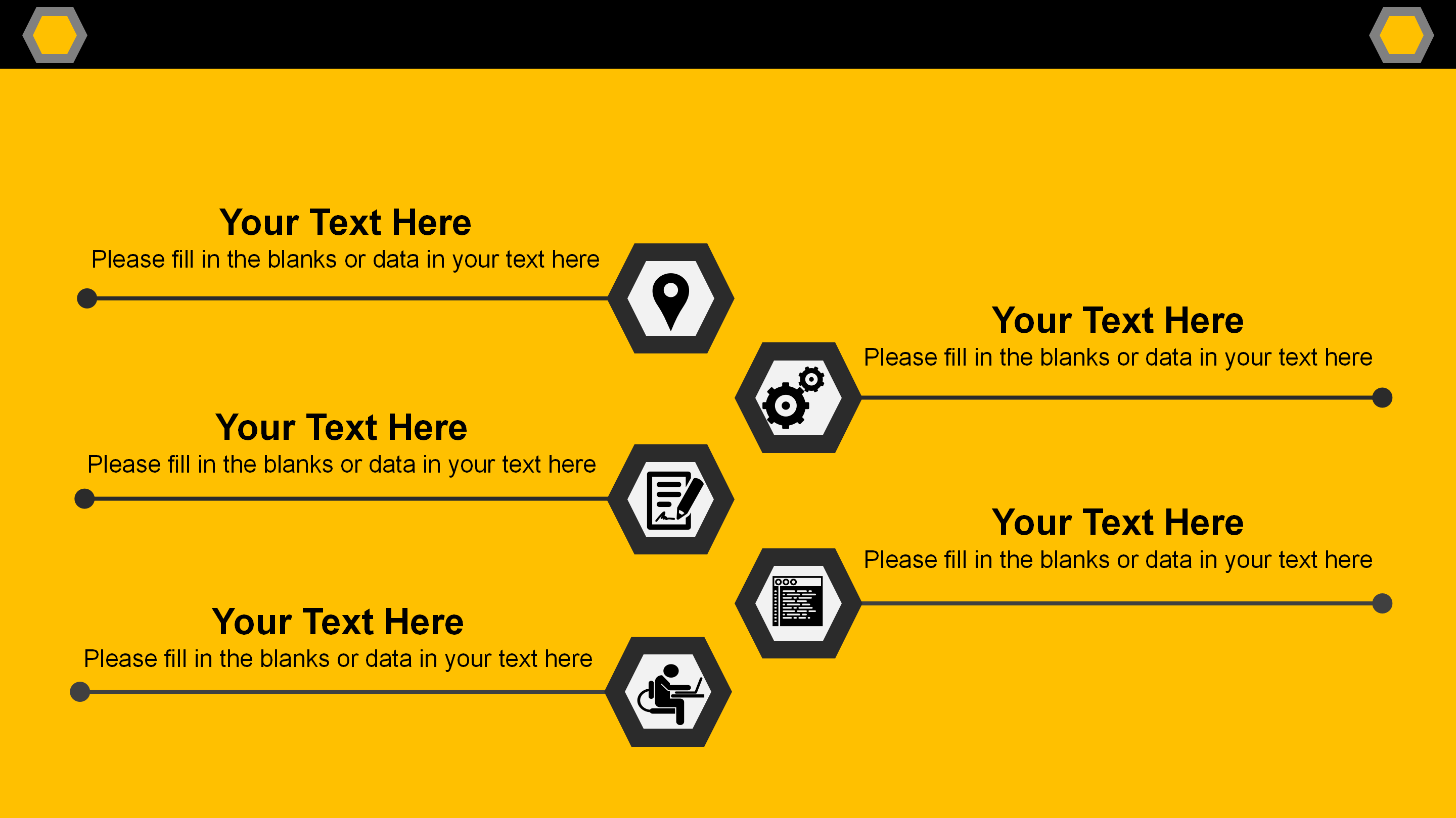 黄黑扁平化简约商务通用PPT模板
