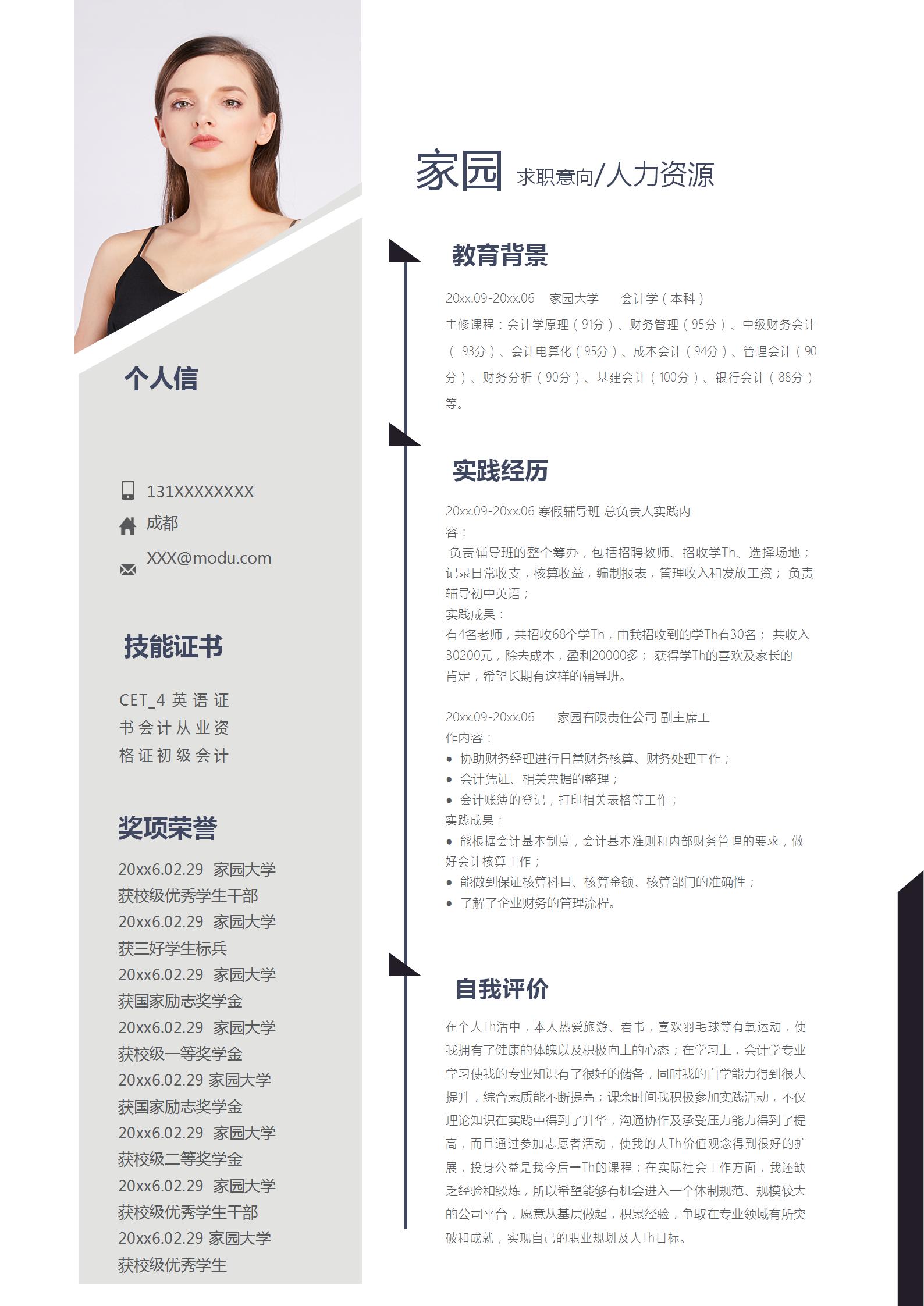 HR人力资源主管求职简历