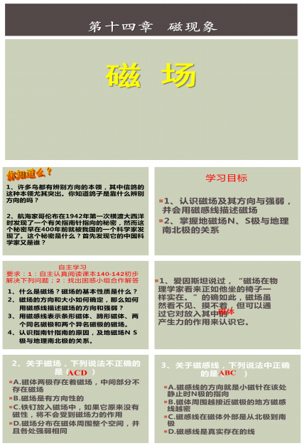 九年级物理磁现象磁场课件ppt模板 