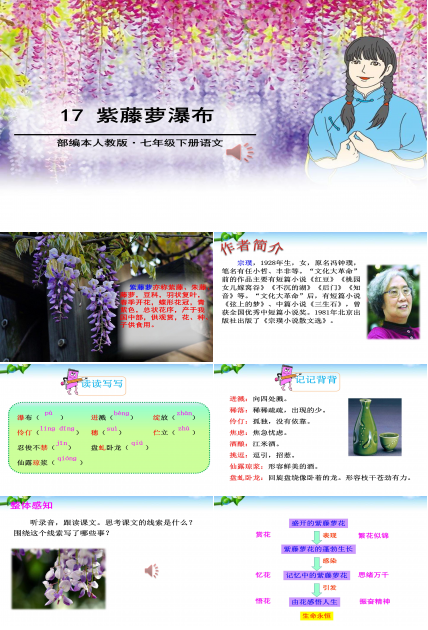 紫藤萝瀑布教案ppt模板