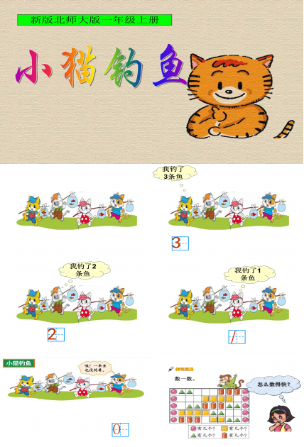 小猫钓鱼故事ppt模板
