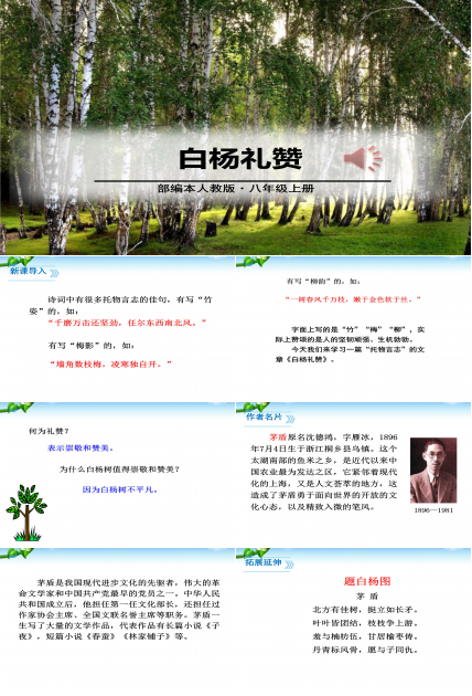 白杨礼赞ppt课件模板