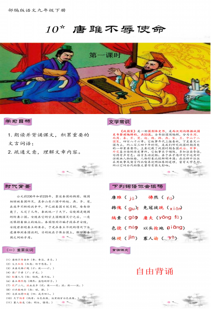 唐雎不辱使命一ppt模板