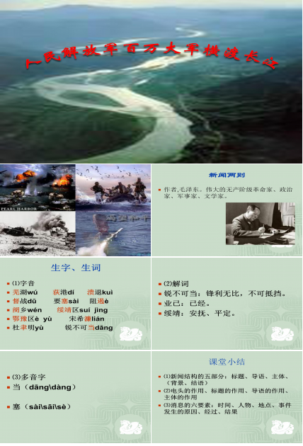 人民解放军百万大军横渡长江ppt模板