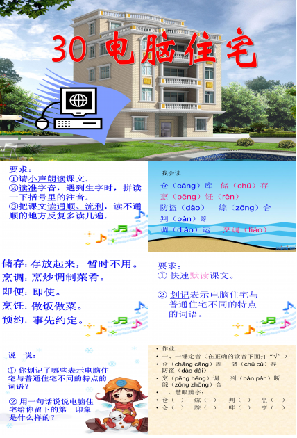 电脑住宅的ppt模板