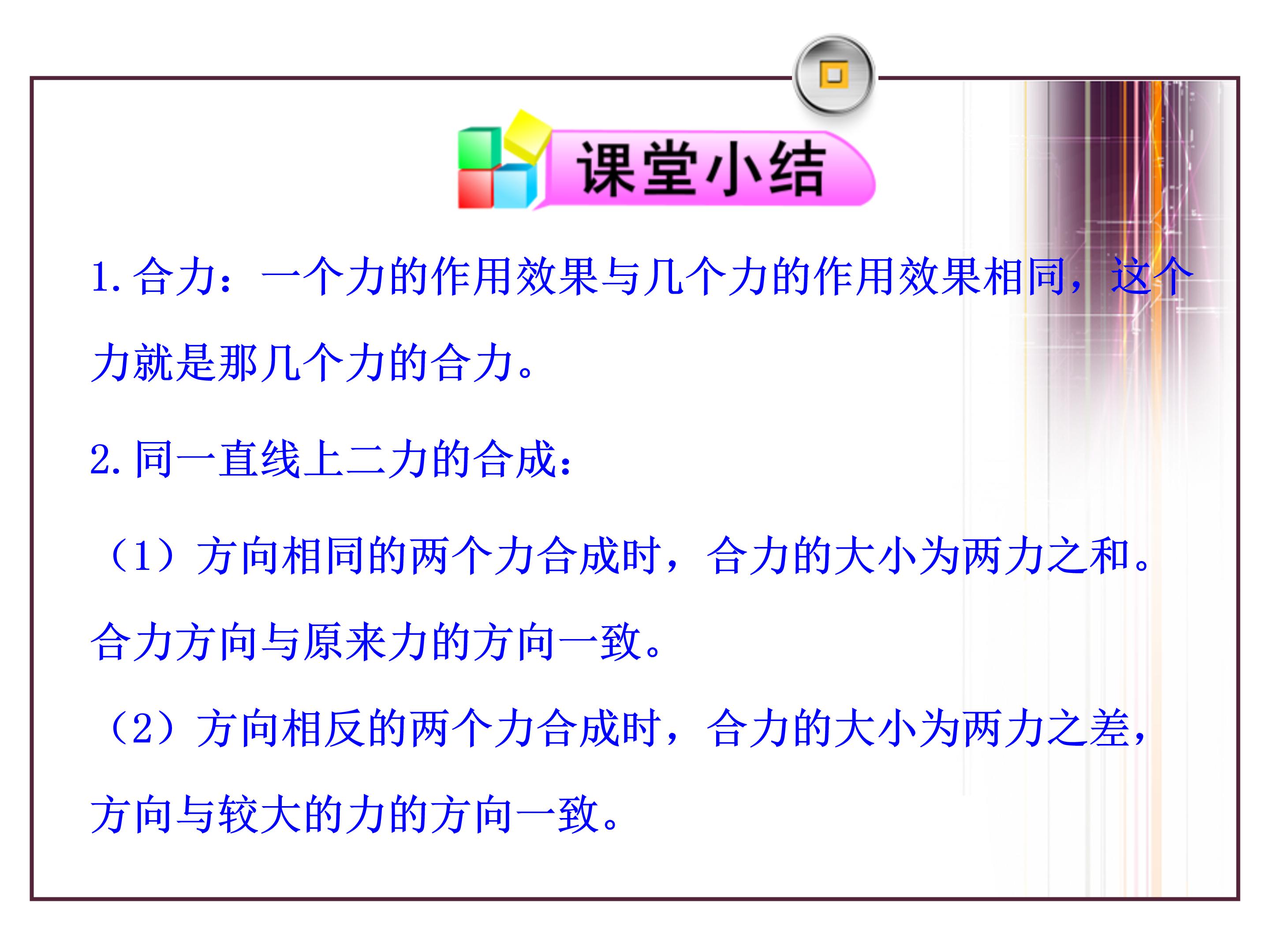 初中物理力的合成ppt课件模板