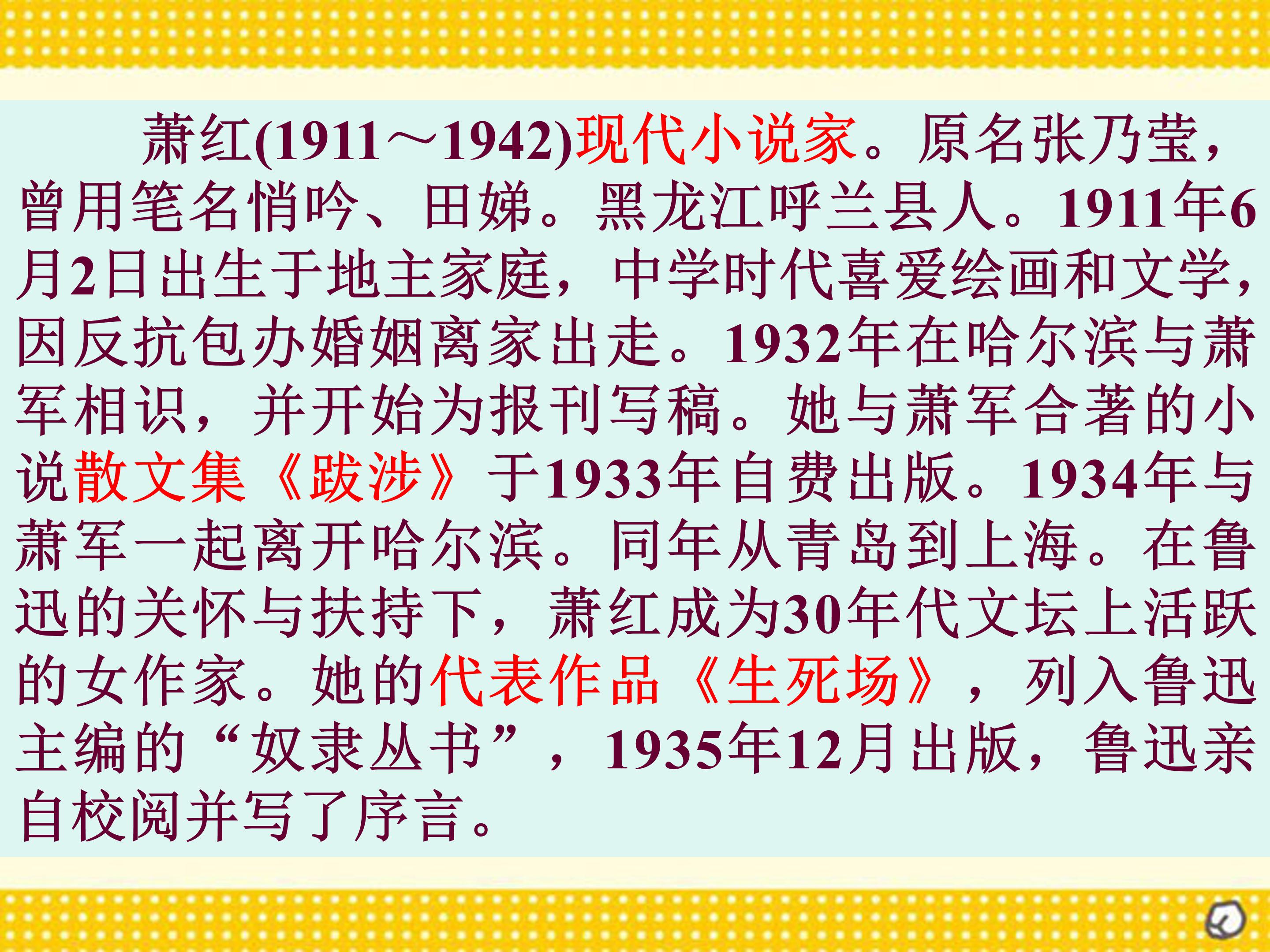 呼兰河传ppt模板