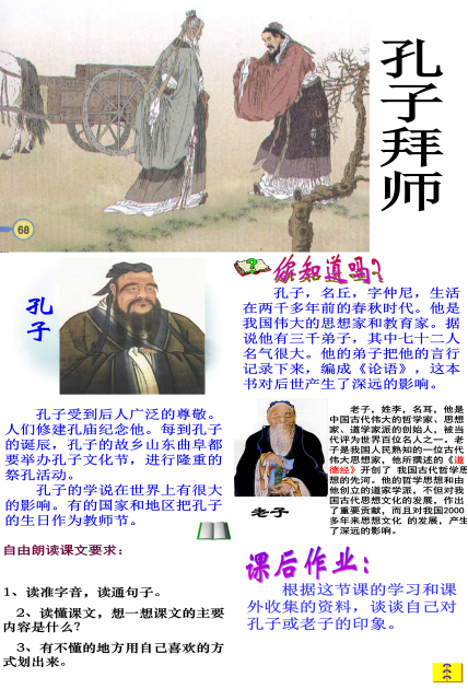 小学三年级孔子拜师ppt模板