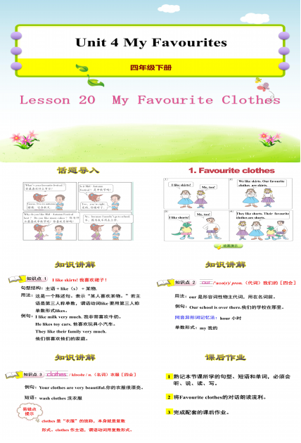 小学英语衣服课件ppt模板