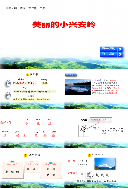 语文课件美丽的小兴安岭ppt模板