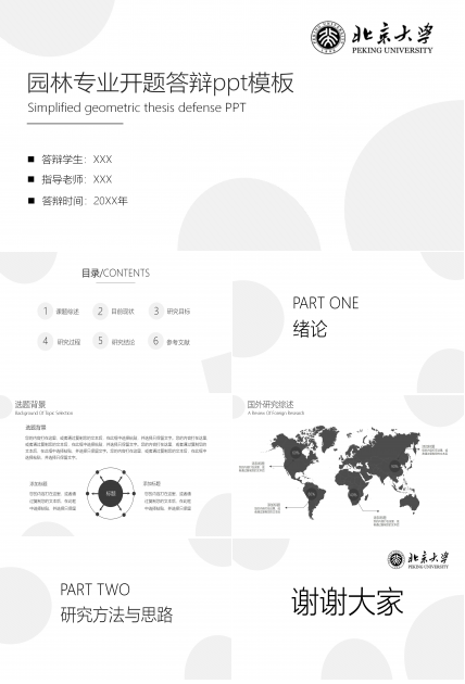 园林专业开题答辩ppt模板