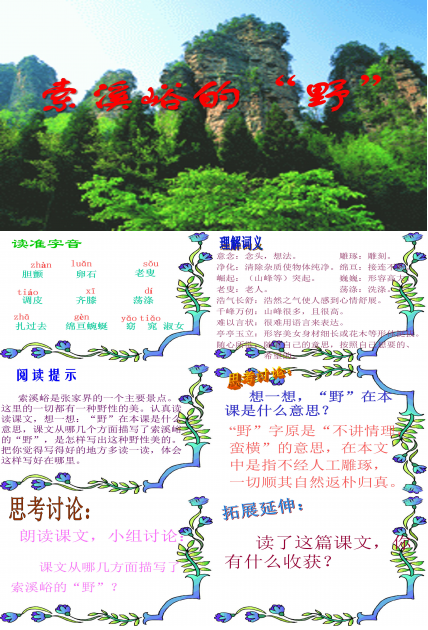 索溪峪的野ppt模板