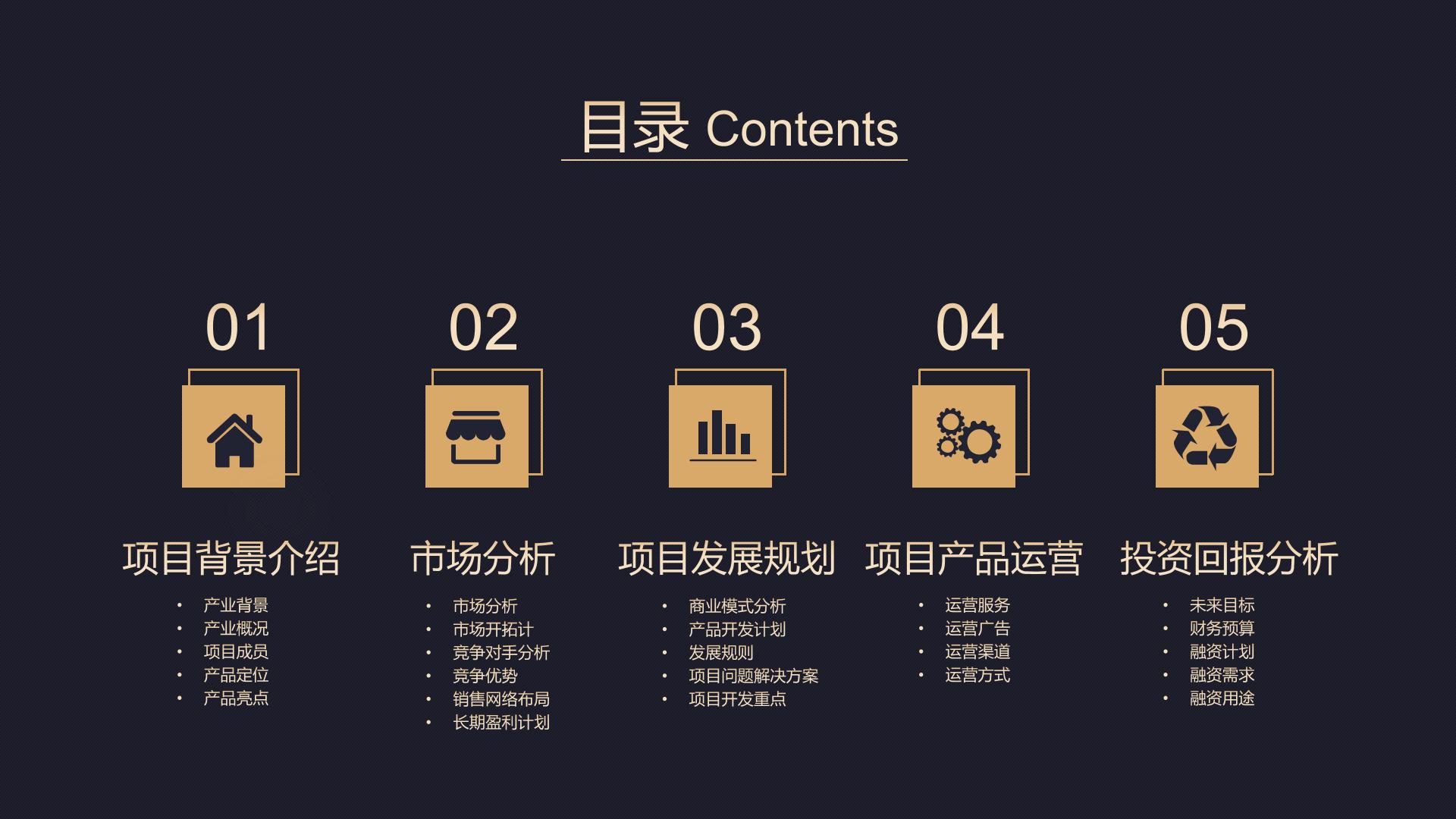 黑金创业计划书ppt模板