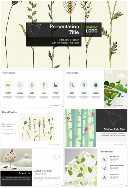 植物小清新工作总结汇报PPT模板