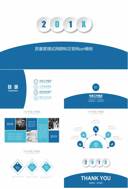 质量管理试用期转正答辩ppt模板