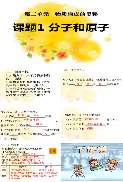 九年级化学分子和原子ppt 