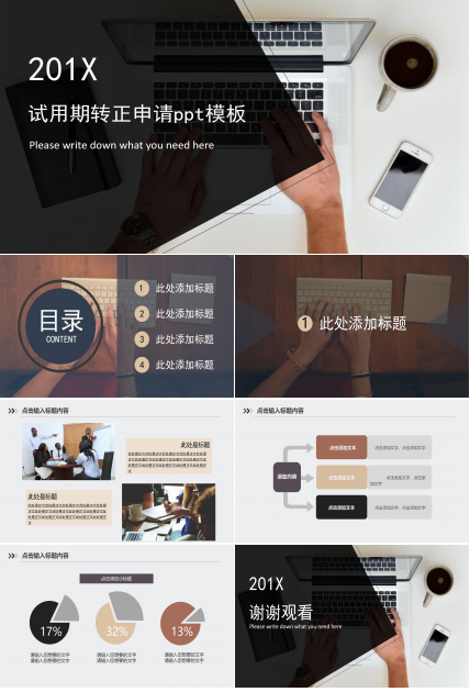 试用期转正申请ppt模板