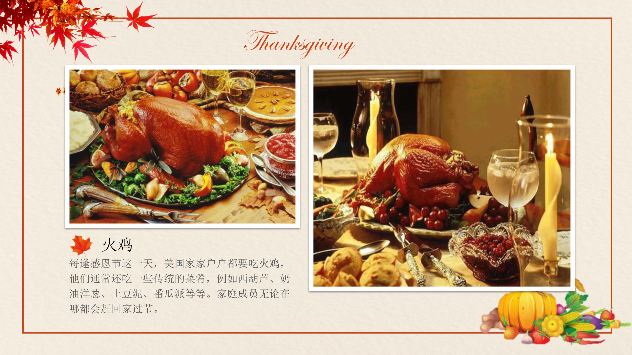 北美感恩节介绍ppt模板