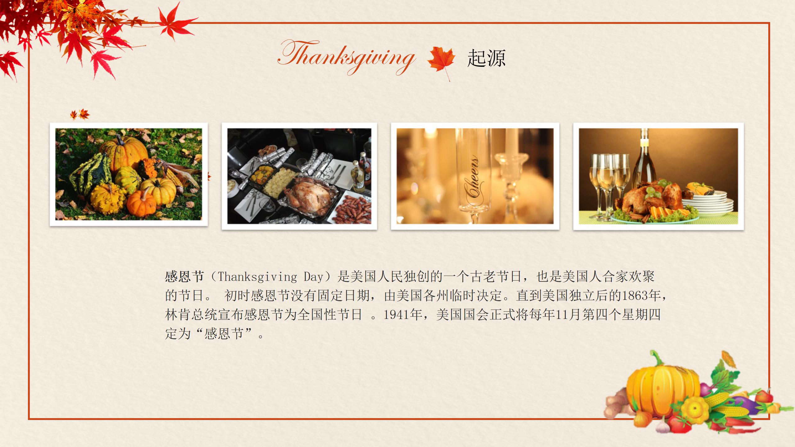 北美感恩节介绍ppt模板