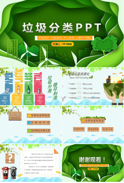 垃圾分类环保ppt模板