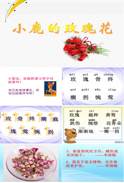小鹿的玫瑰花ppt模板