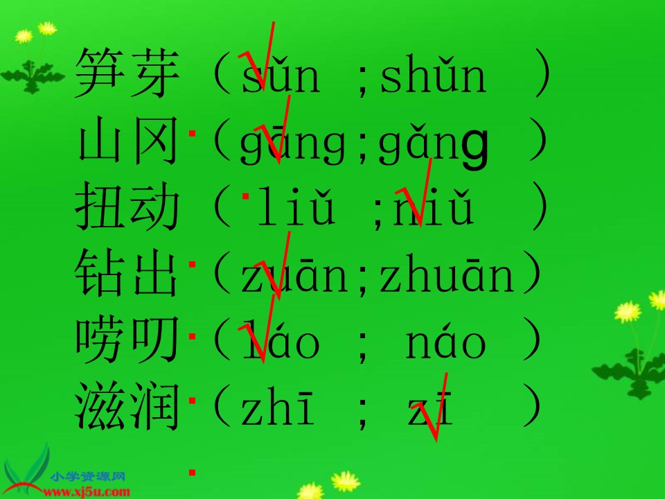 语文课件笋芽儿ppt模板