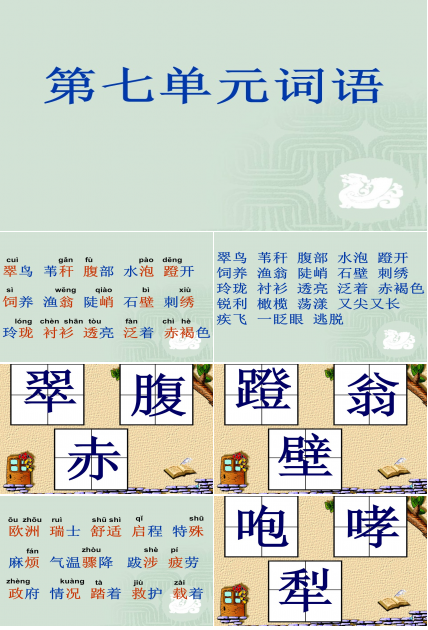 三年级语文下册第七单元词语ppt模板