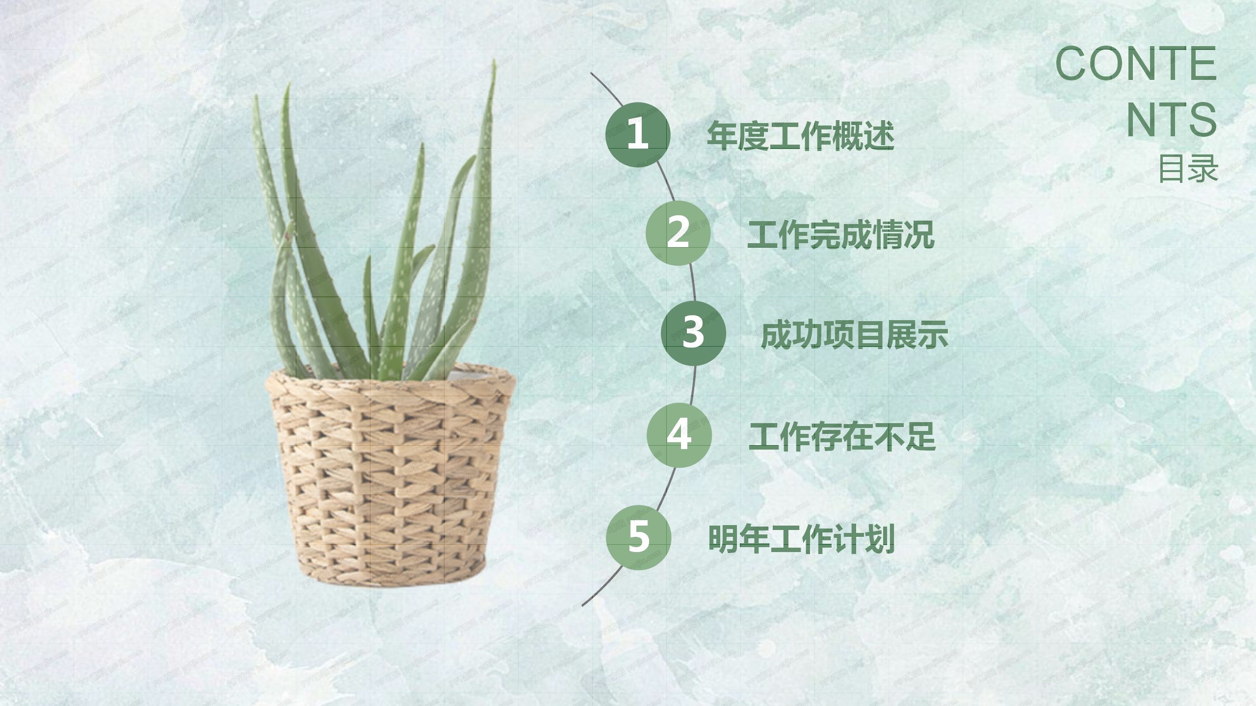 绿色小清新工作总结汇报ppt模板