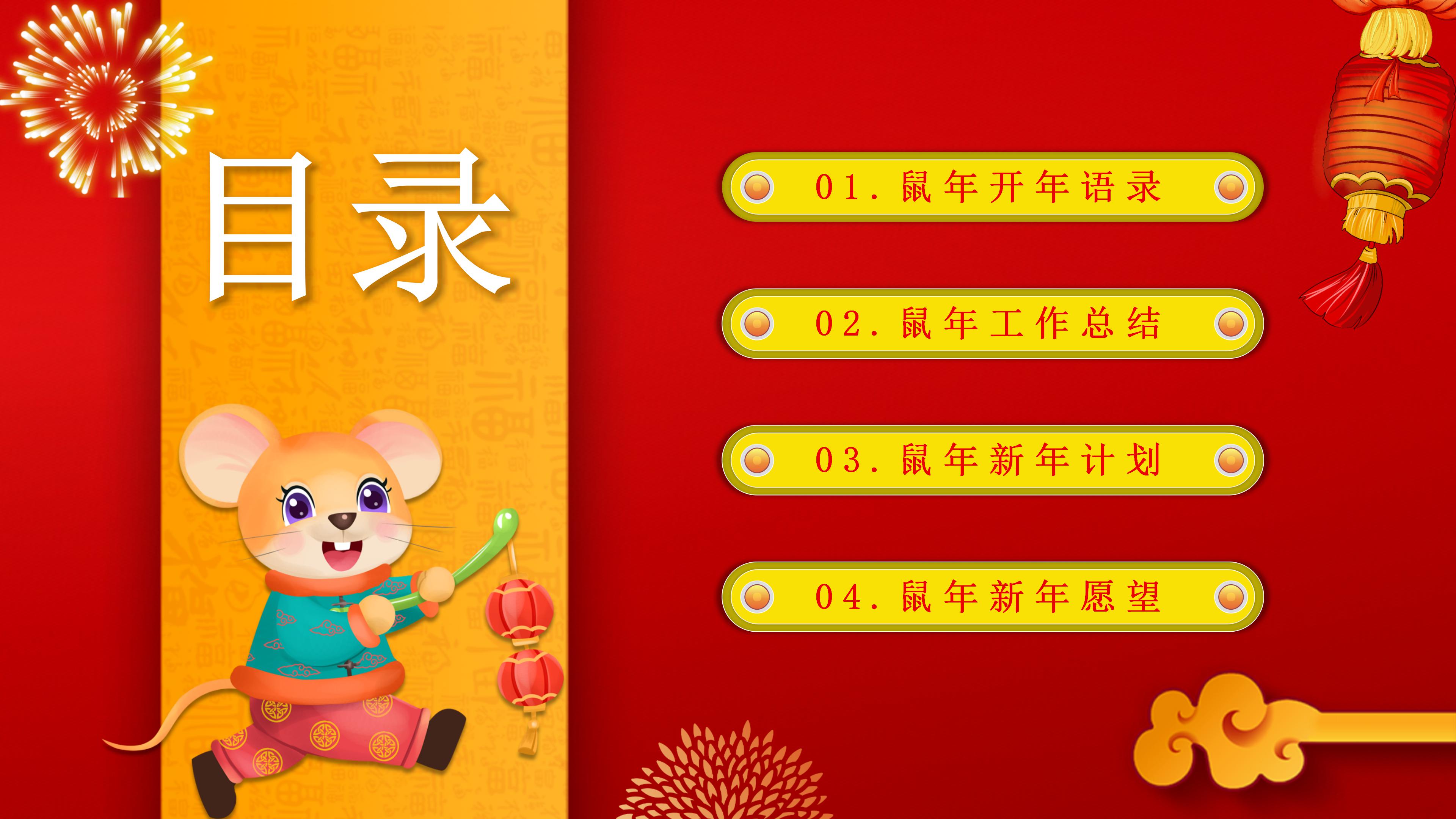 鼠年年终总结ppt模板