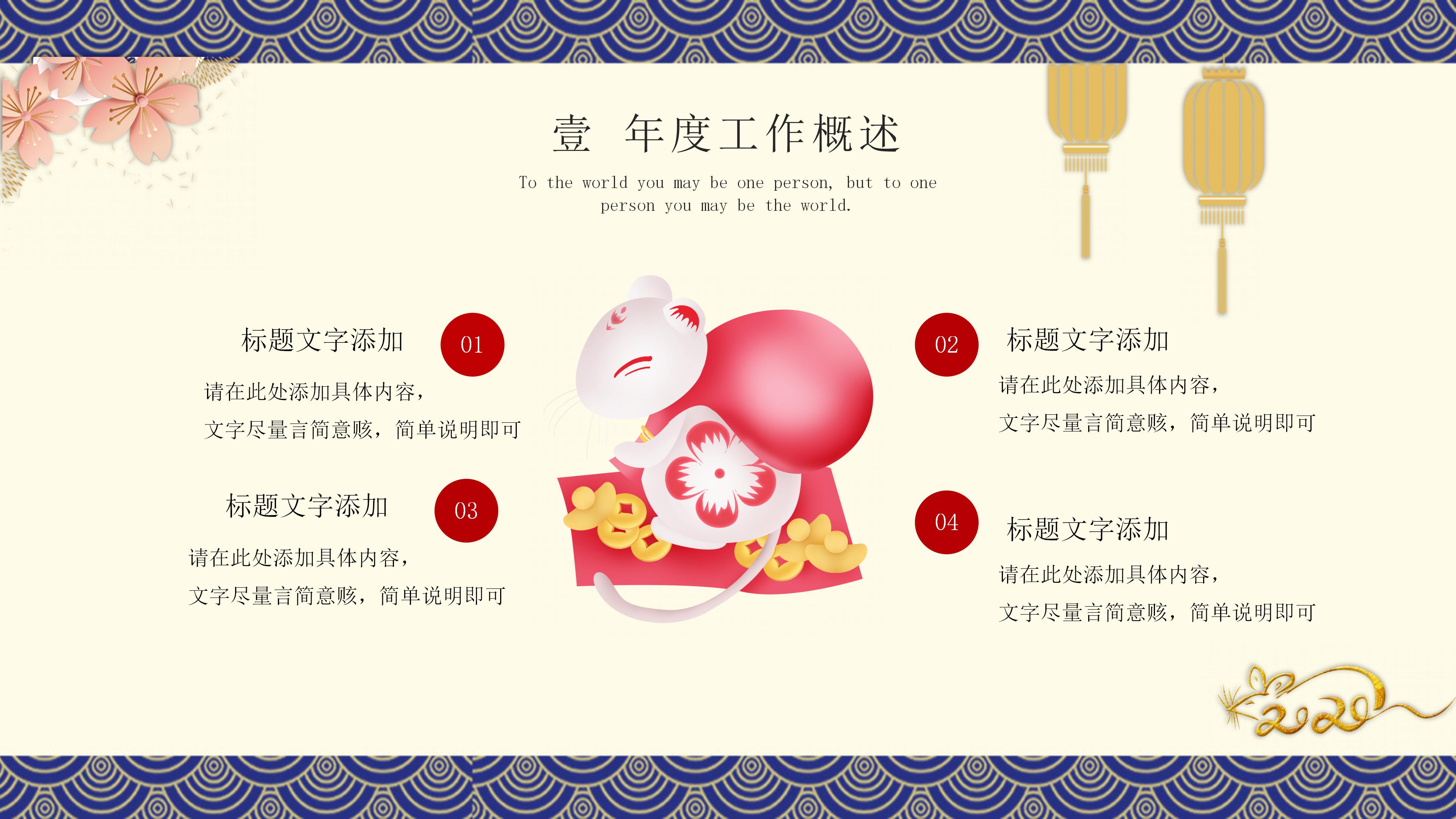鼠年年度工作总结ppt模板