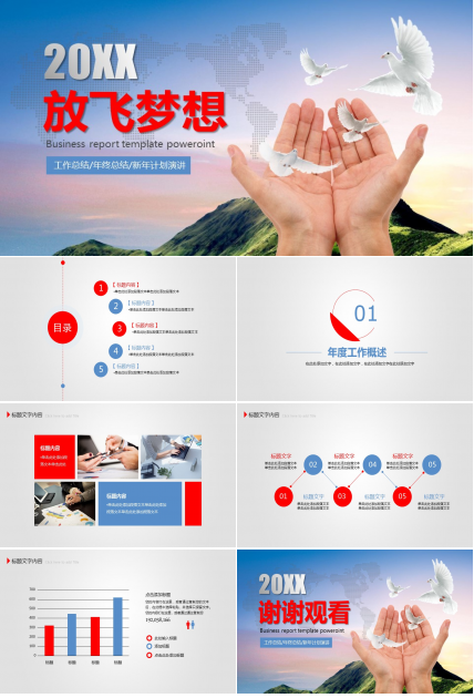 放飞梦想工作汇报ppt模板